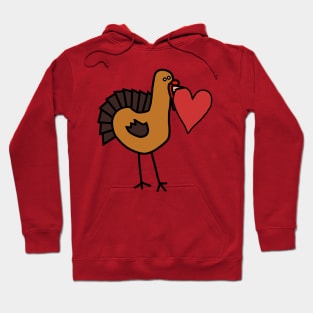 Thanksgiving Turkey With Red Heart Valentine on Valentines Day Hoodie